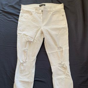 Express White Ripped Skinny Jeans